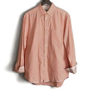 ROBERT GRAHAM R&G Mens Orange Button Down Long Sleeve Shirt Size M Contrast Cuff